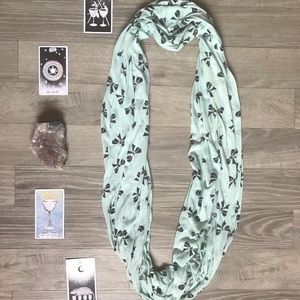 Mint Infinity Scarf w/ Black Bows | OS